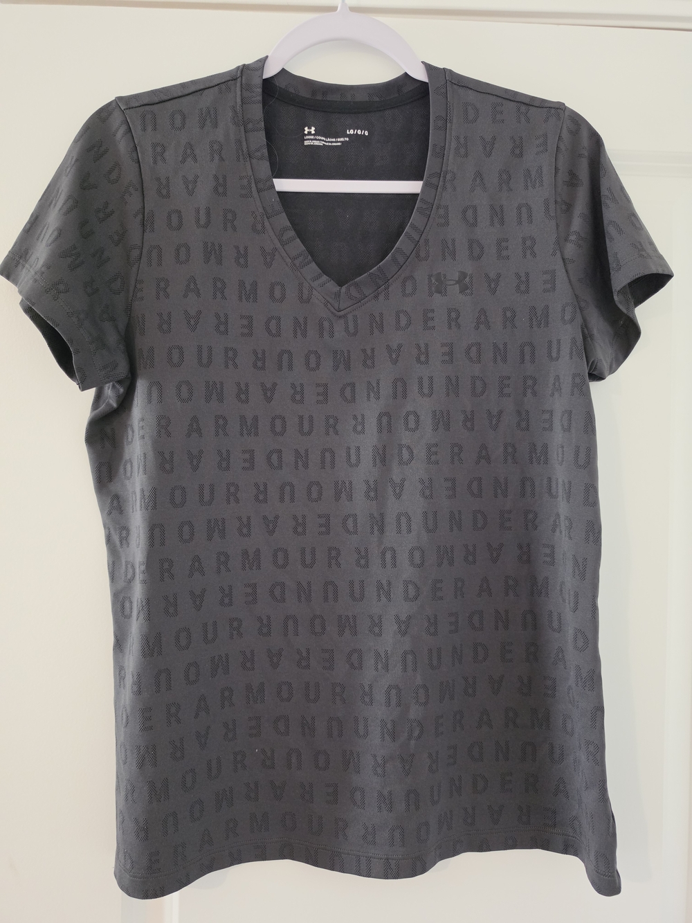 Under Armour Charcoal Grey V-Neck Logo-Print Performance Tee